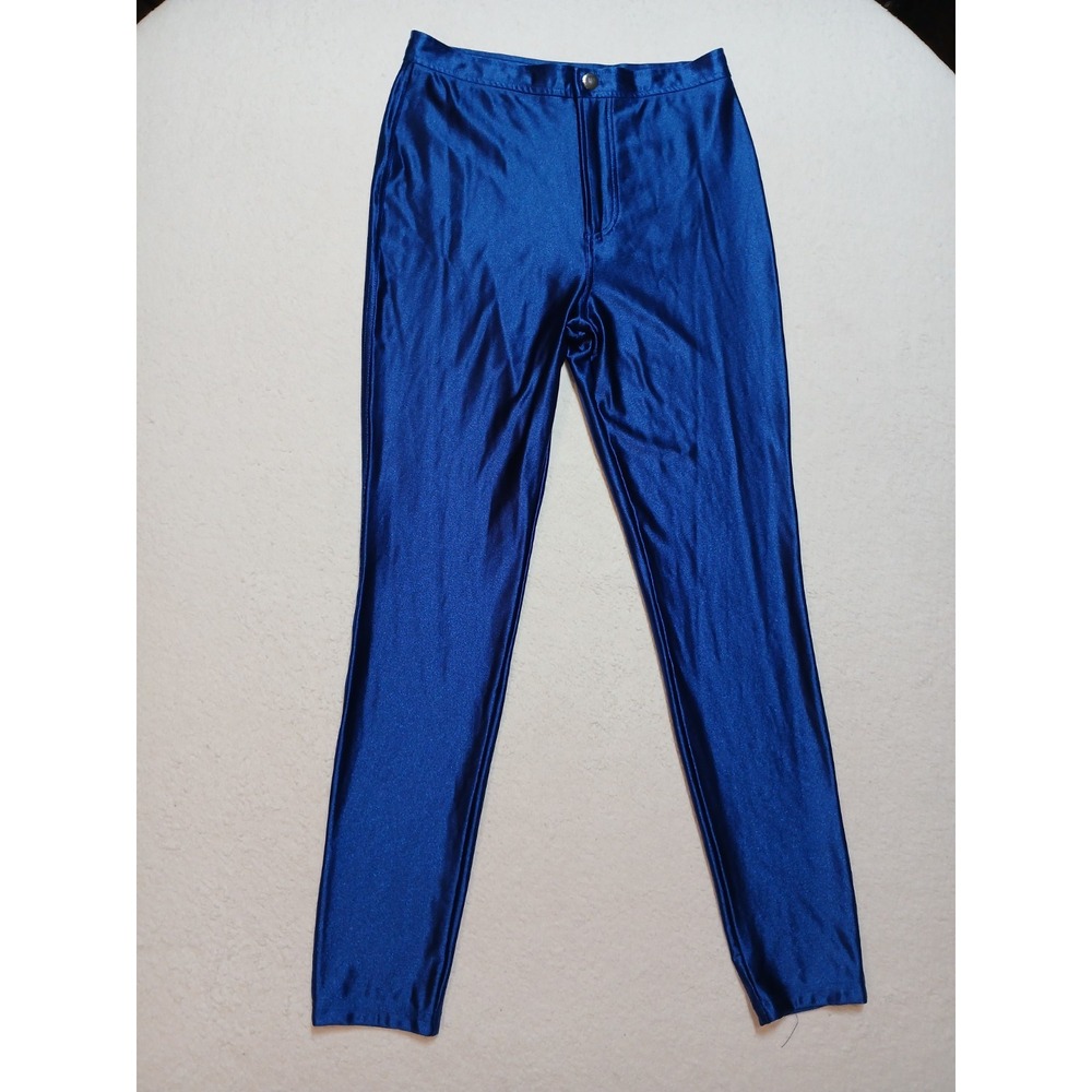 American Apparel Royal Blue Disco Pants High Waisted Shiny Spandex Size M Tight